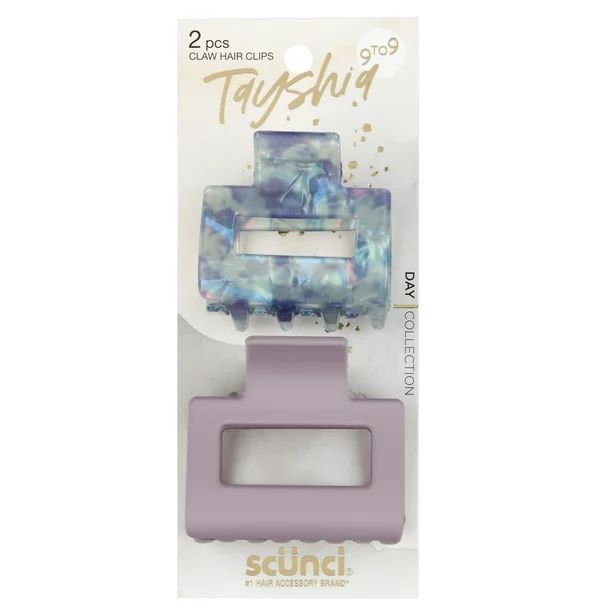 Tayshia by Scunci Large Rectangular Cutout Hair Clips, Assorted Colors, 2ct - Walmart.com | Walmart (US)