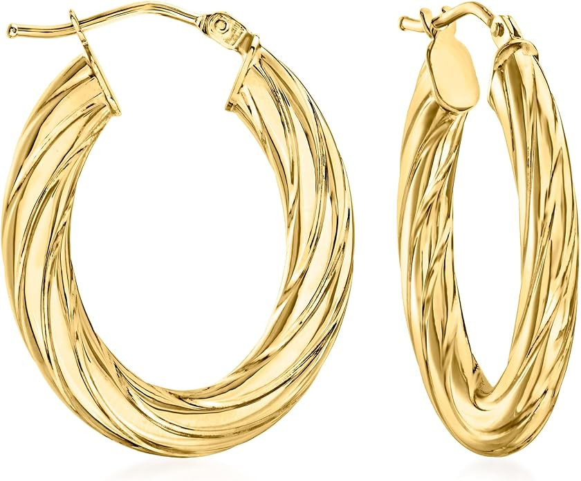 Ross-Simons Italian Fluted 14kt Yellow Gold Oval Hoop Earrings | Amazon (US)