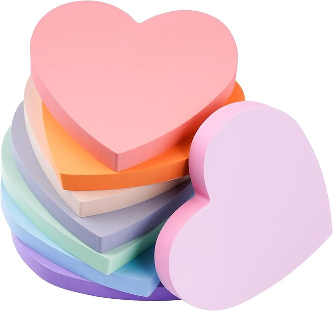 Heart Sticky Notes 640 Sheets, 8 Pads Cute Heart Shape Post it Notes, Strong Adhesive Post, Clean... | Amazon (US)