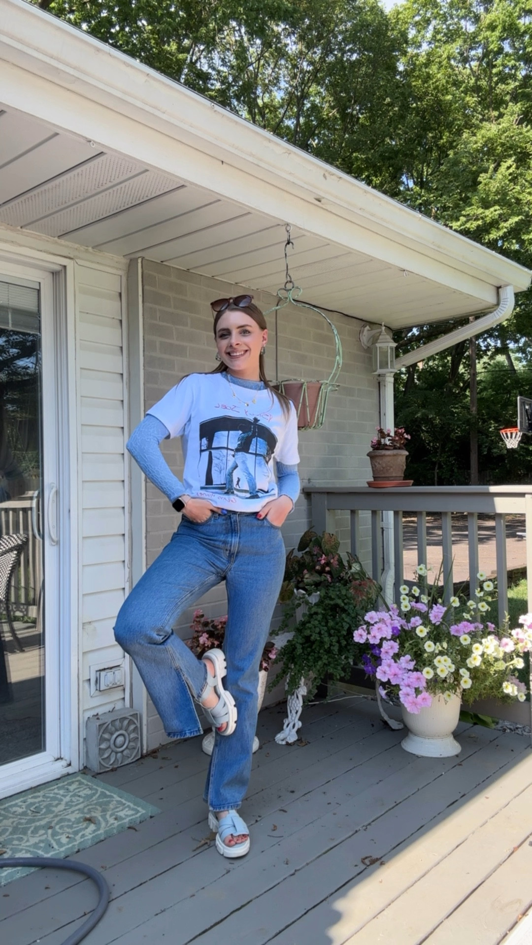 7/8/25 ootd!

T-shirt: Fanatics
Long sleeve: thrifted Kimchi Blue
Jeans: Abercrombie
Sandals: old Free People


Billy Joel band t-shirt glass houses album, fanatics graphic tee band shirt t-shirt, men’s oversized fit tee, blue lace long sleeve layering top mock neck, tortoiseshell frame ray ban sunglasses, claw clip hairstyle for long hair, straight hair ponytail style, light powder blue and white fisherman sandal chunky platform trendy style shoes, free people we the free sandals, Abercrombie curve love jeans, tall girl friendly jeans, Abercrombie denim flare slit hem high rise style, Amazon jewelry, affordable jewelry finds for less, blue colorful funky hoop earrings unique, custom charm necklacee

#LTKSaleAlert #LTKFindsUnder100 #LTKStyleTip