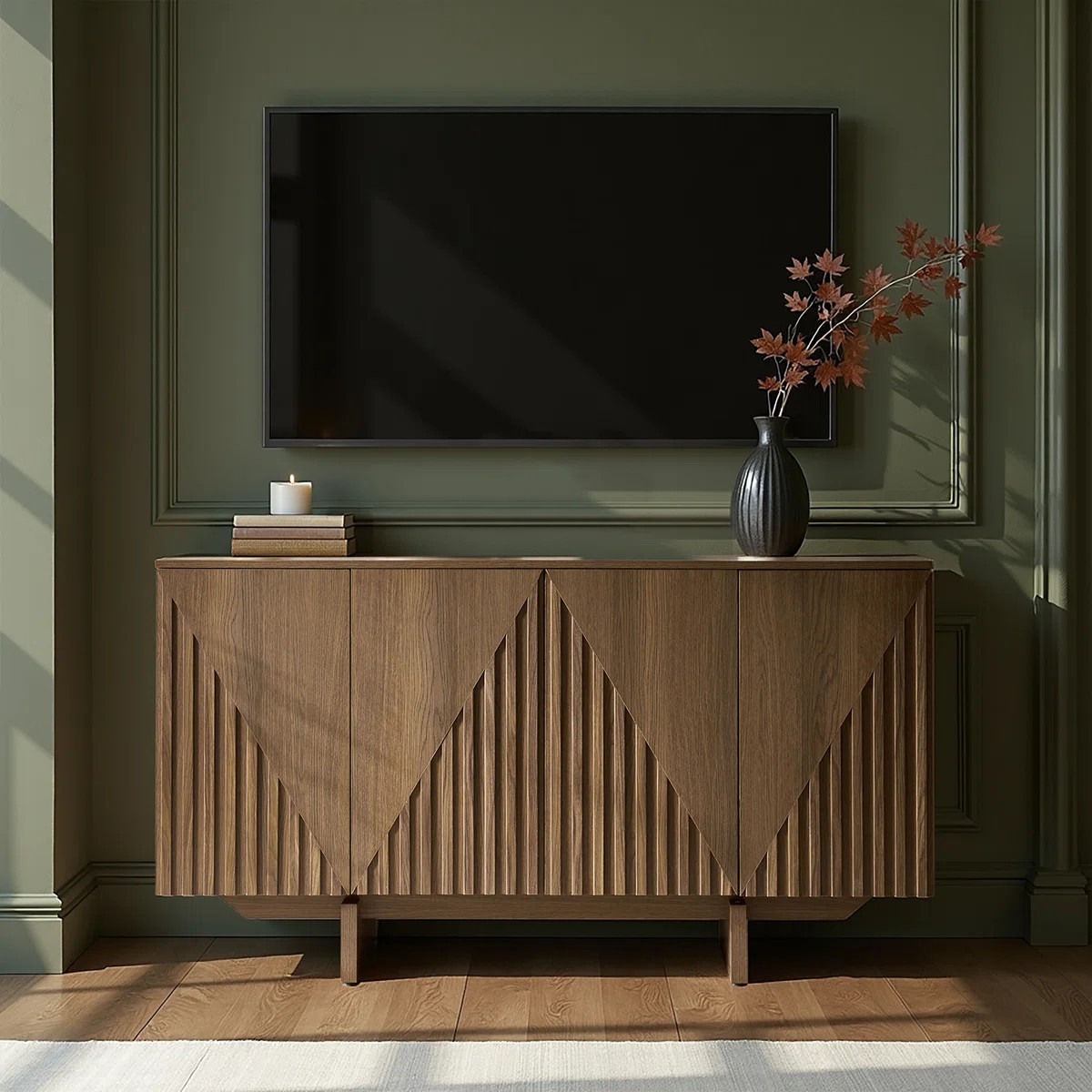 Martha Modern 58"W 4 Door Fluted Sideboard with Adjustable Shelves | Wayfair North America