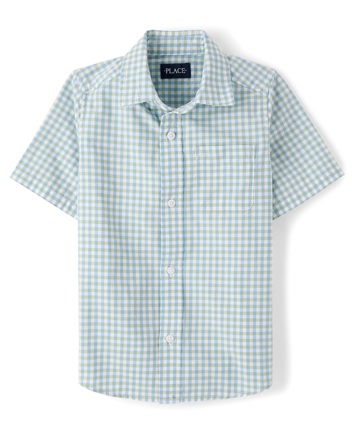 Boys Gingham Poplin Button Up Shirt - green | The Children's Place