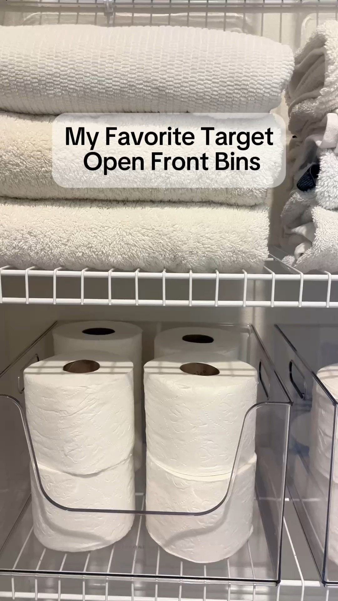 If you’ve followed me for a while, you’ve probably seen these open front bins from Target before. I reach for them again and again in client homes because they’re versatile, easy to access, and work beautifully in linen closets, pantries, bathrooms, and more. They do sell out pretty often, so I’ve also linked a couple of similar options in case they’re out of stock.

#LTKHome #LTKOver40 #LTKmomlife