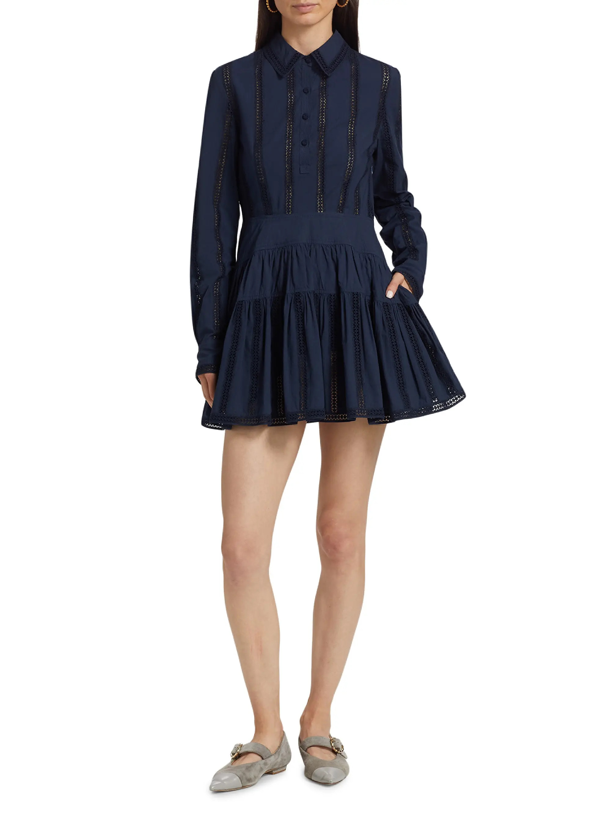 Shop Ulla Johnson Camille Poplin Lace Shirtdress | Saks Fifth Avenue | Saks Fifth Avenue