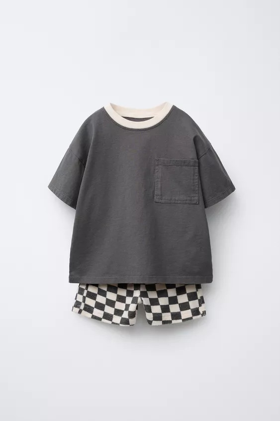 CHECKERBOARD T-SHIRT AND BERMUDA JOGGING SET | Zara US