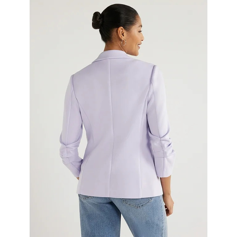Scoop Women's Relaxed Scuba Knit Blazer with Scrunch Sleeves, Sizes XS-XXL | Walmart (US)