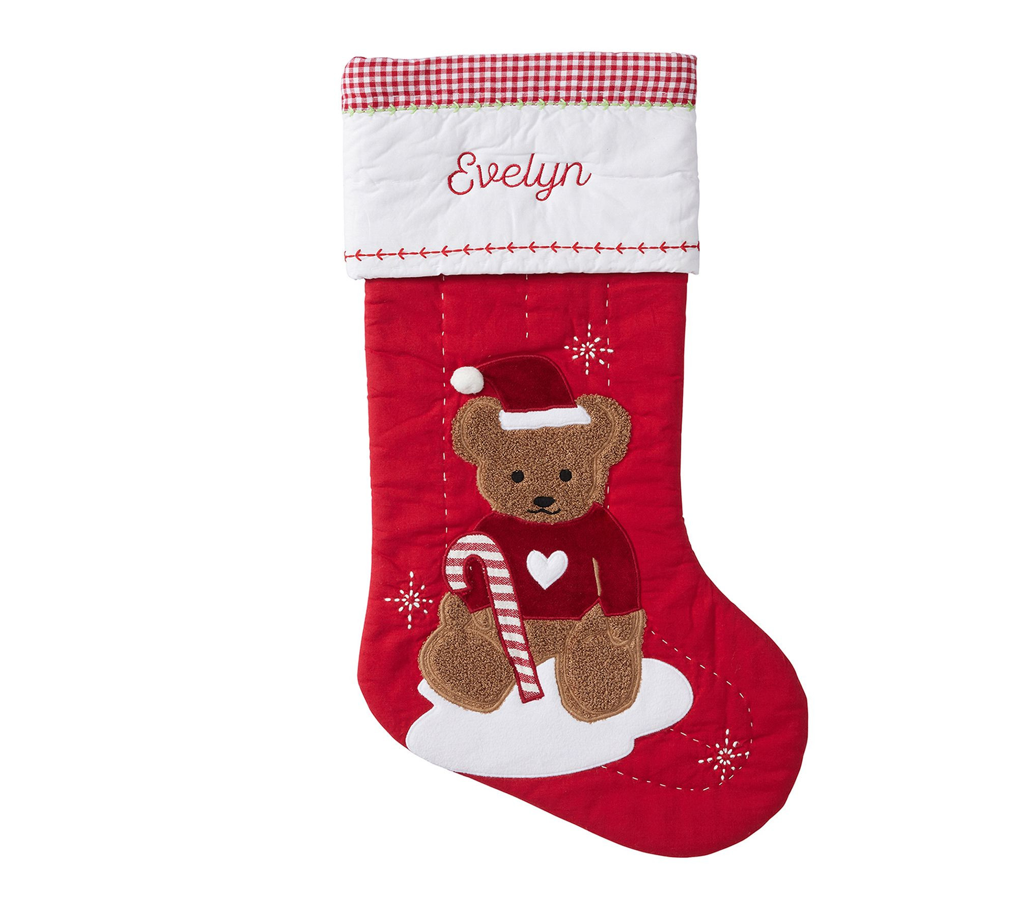 Santa Teddy Bear Quilted Christmas Stocking | Pottery Barn Kids