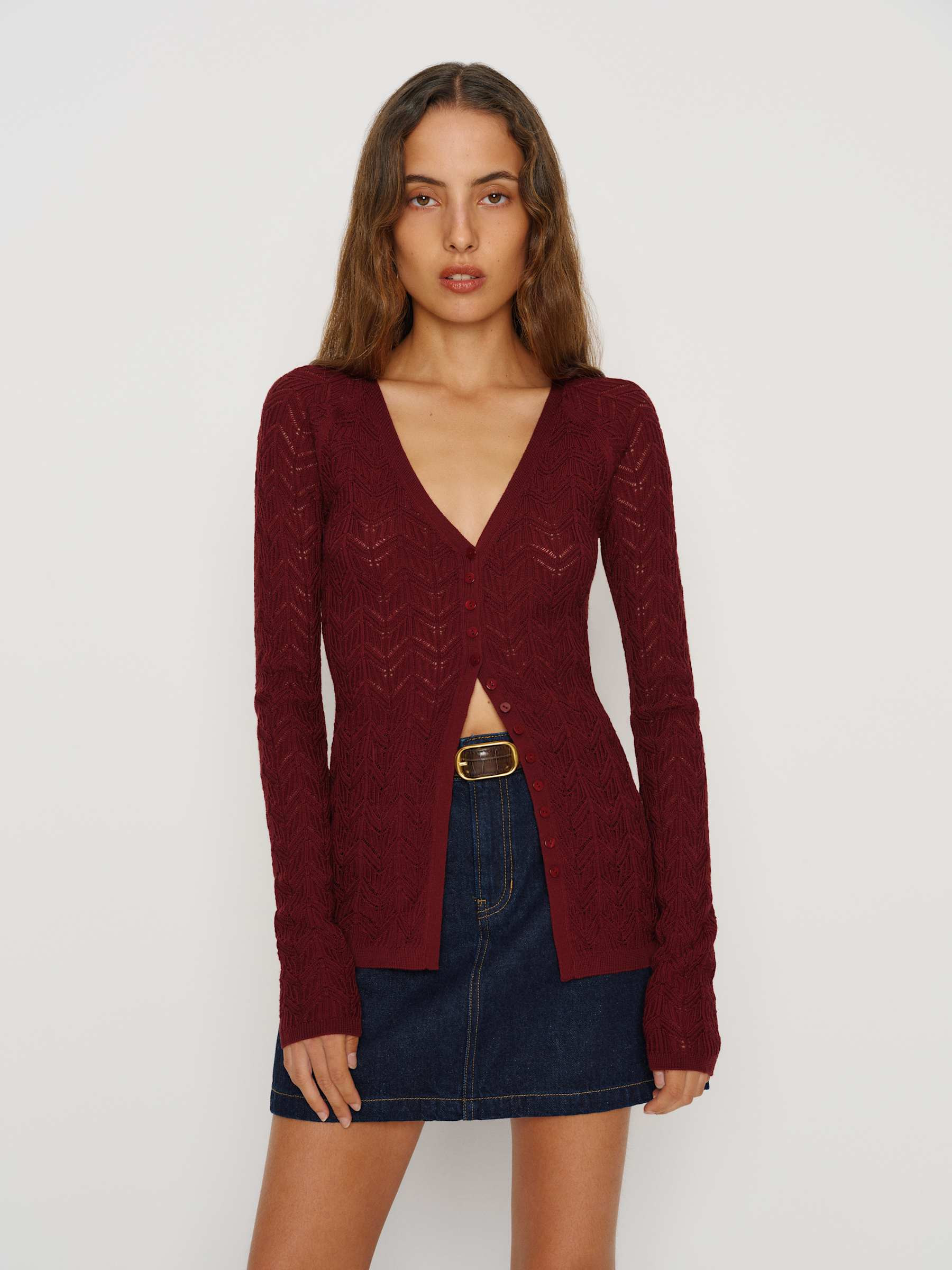 Sutton Regenerative Merino Open Knit Sweater | Reformation (Global)
