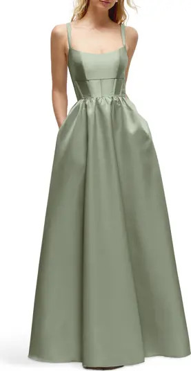 Dessy Collection Sleeveless Corset Satin Gown | Nordstrom | Nordstrom