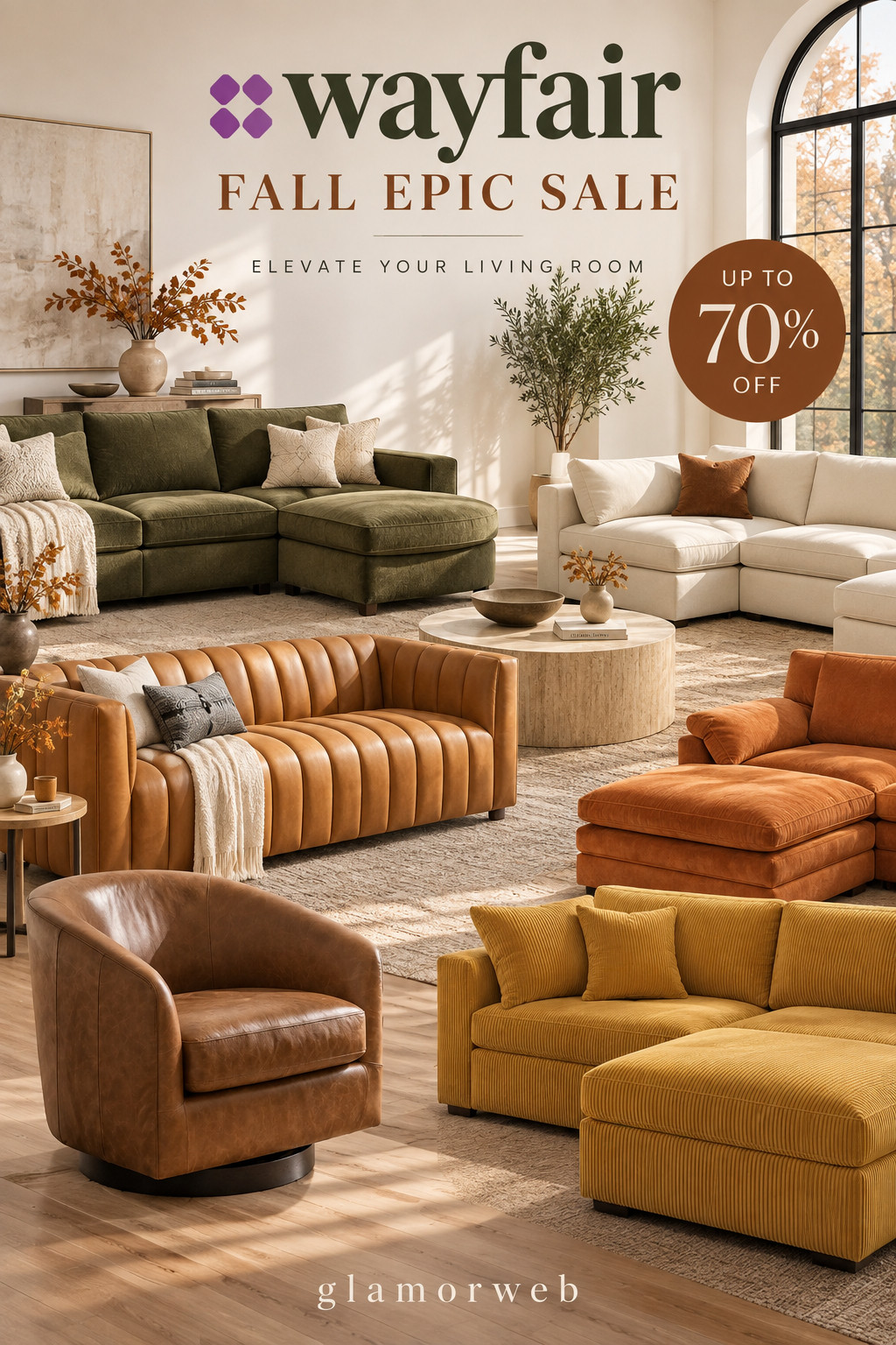 Wayfair’s Fall Epic Sale is sooo good for a cozy living room refresh right now 😍🍂 I found everything from deep-seat sofas and oversized sectionals to swivel chairs, accent chairs and comfy modular seating, with select finds up to 70% off. Love these warm neutral, cream, olive and rust tones for fall — they make the whole space feel cozy, elevated and ready for movie nights, hosting and everyday lounging. 🛋️🤎

#Wayfair #WayfairFinds #WayfairSale #FallEpicSale #LivingRoomFurniture #LivingRoomSeating #SofaFinds #SectionalSofa #ModularSectional #AccentChair #SwivelChair #CozyLivingRoom #FallLivingRoom #FallHomeDecor #NeutralLivingRoom #FurnitureDeals #LivingRoomRefresh #HomeDecorFinds #LTKHome 

 #LTKSeasonal #LTKHome #LTKSaleAlert