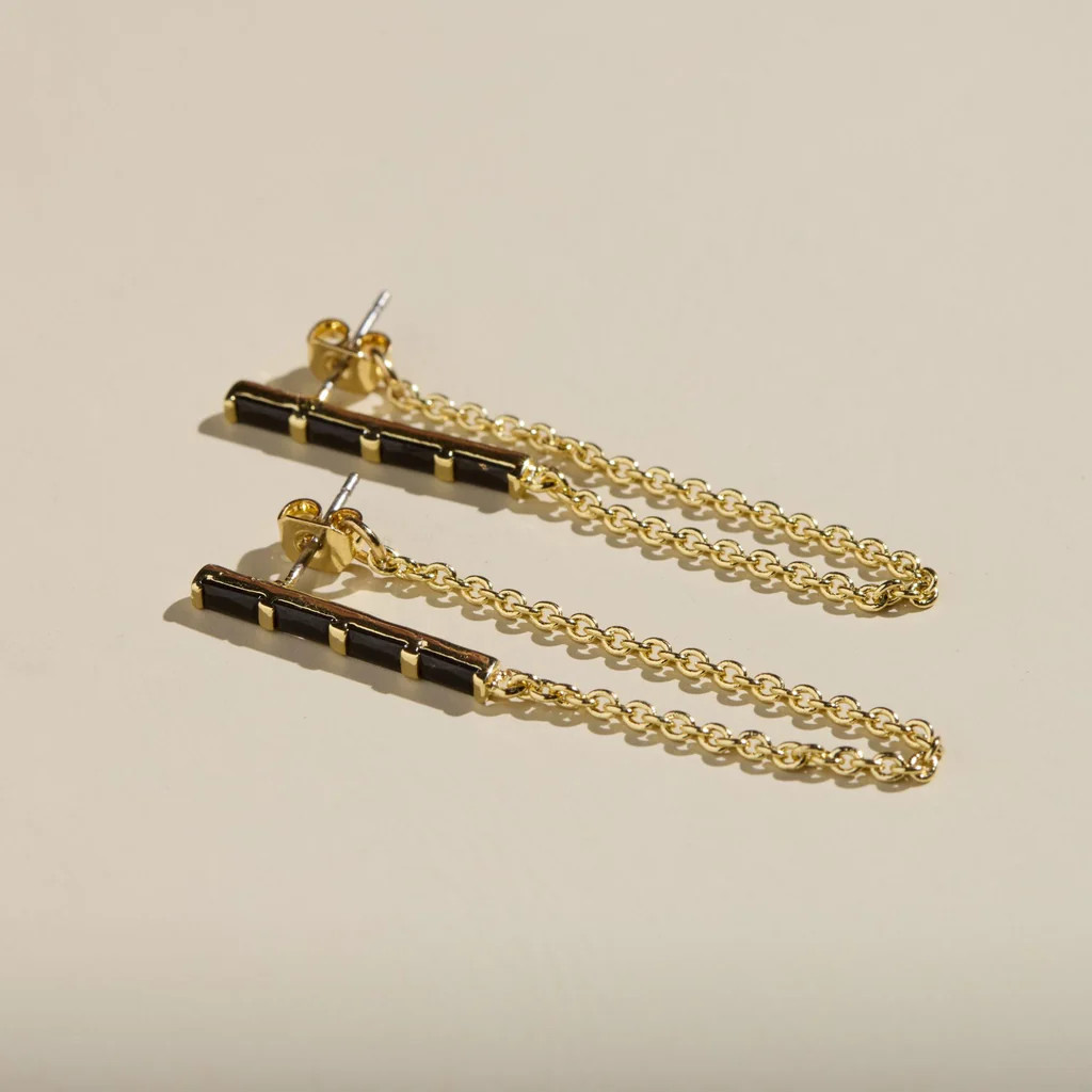 Black Lucia Statement Earrings | Nickel and Suede