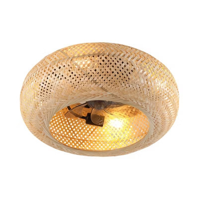 19" Rattan Ceiling Fan with 4 Bulbs, Dimmable, Remote Control, 7 Blades, Reversible DC Motor | Target