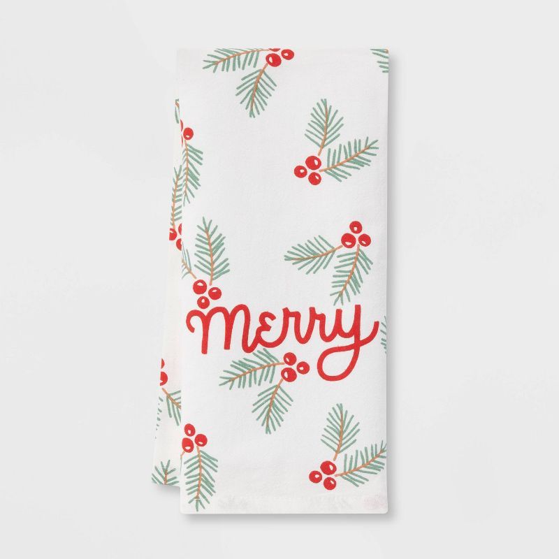 Cotton Merry Holly Kitchen Towel - Wondershop™ | Target