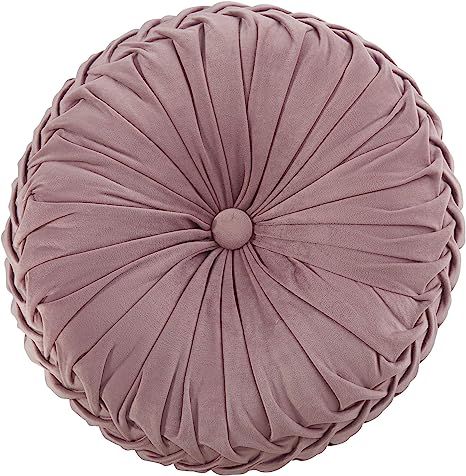 Cassiel Home 14.5" Pintuck Round Throw Pillow - Handcrafted Pumpkin Velvet Floor Pillow - Mauve T... | Amazon (US)