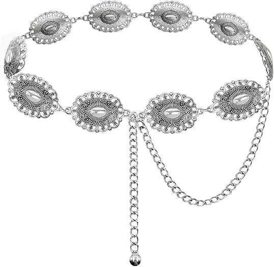 TOPACC Western Metal Concho Belt for Women Cowgirl Chain Belts for Dresses Jeans Country Concert ... | Amazon (US)