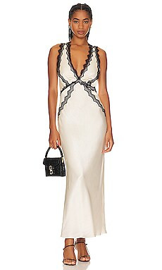 Shona Joy Camille Lace Cross Back Midi Dress in Cream & Black from Revolve.com | Revolve Clothing (Global)
