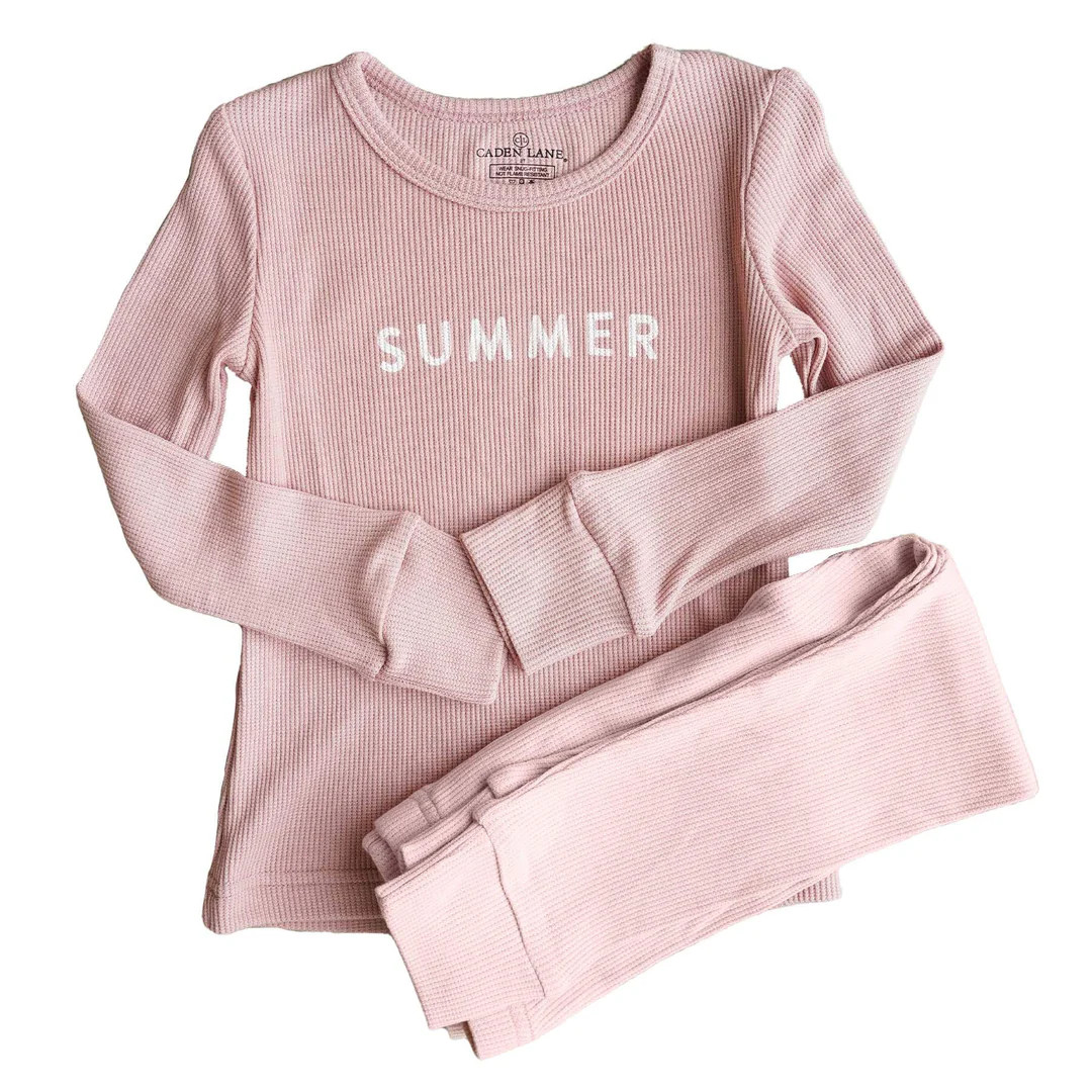 Vintage Rose Bamboo Waffle Personalized Two Piece Pajama Set | Caden Lane