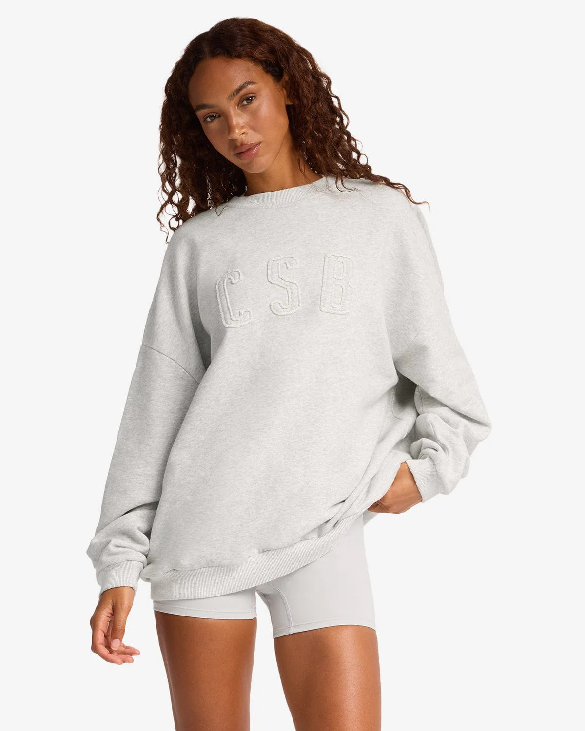 CSB Crewneck Sweatshirt | Snow Marl | Crop Shop Boutique US