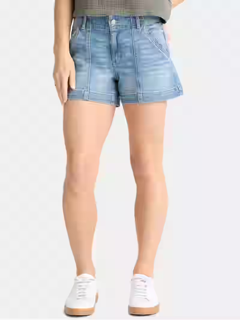 Time and Tru Women's and Women’s Plus High Rise Denim Utility Shorts, Sizes 0-22 | Walmart (US)