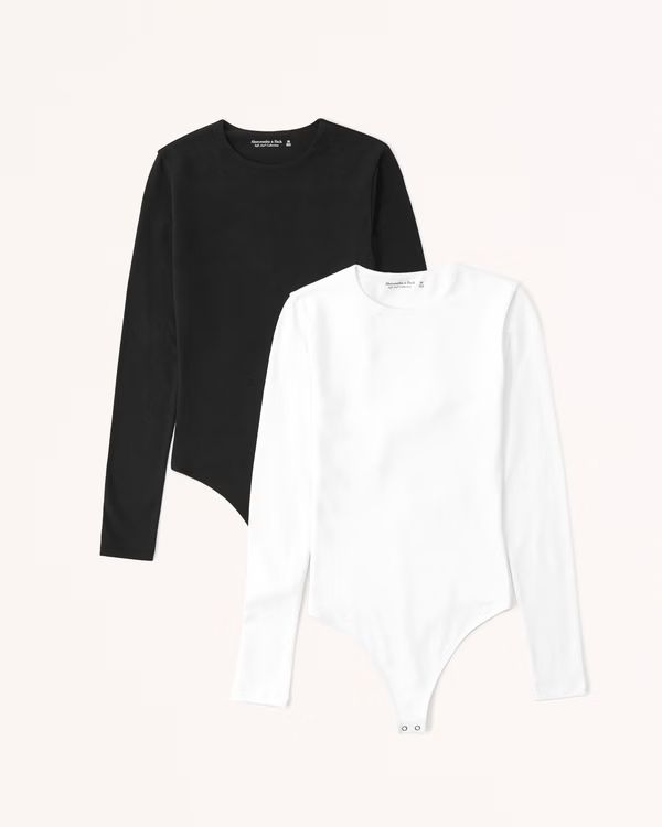 2-Pack Long-Sleeve Cotton Seamless Fabric Bodysuits | Abercrombie & Fitch (US)