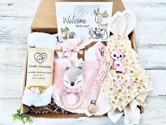 Baby Girl Deer Themed Baby Shower Gift, Baby Gift, Baby Girl Woodland Baby Shower Gift, New Baby ... | Etsy (US)
