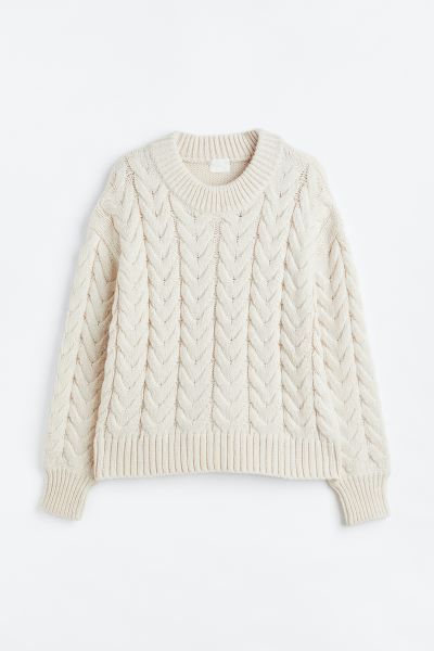 H&M+ Cable-knit Sweater - Natural white - Ladies | H&M US | H&M (US + CA)