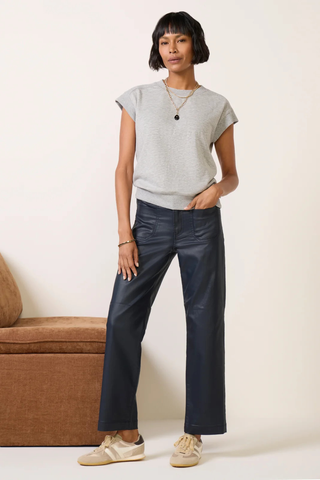 Avery Coated Straight Leg Pant | Evereve