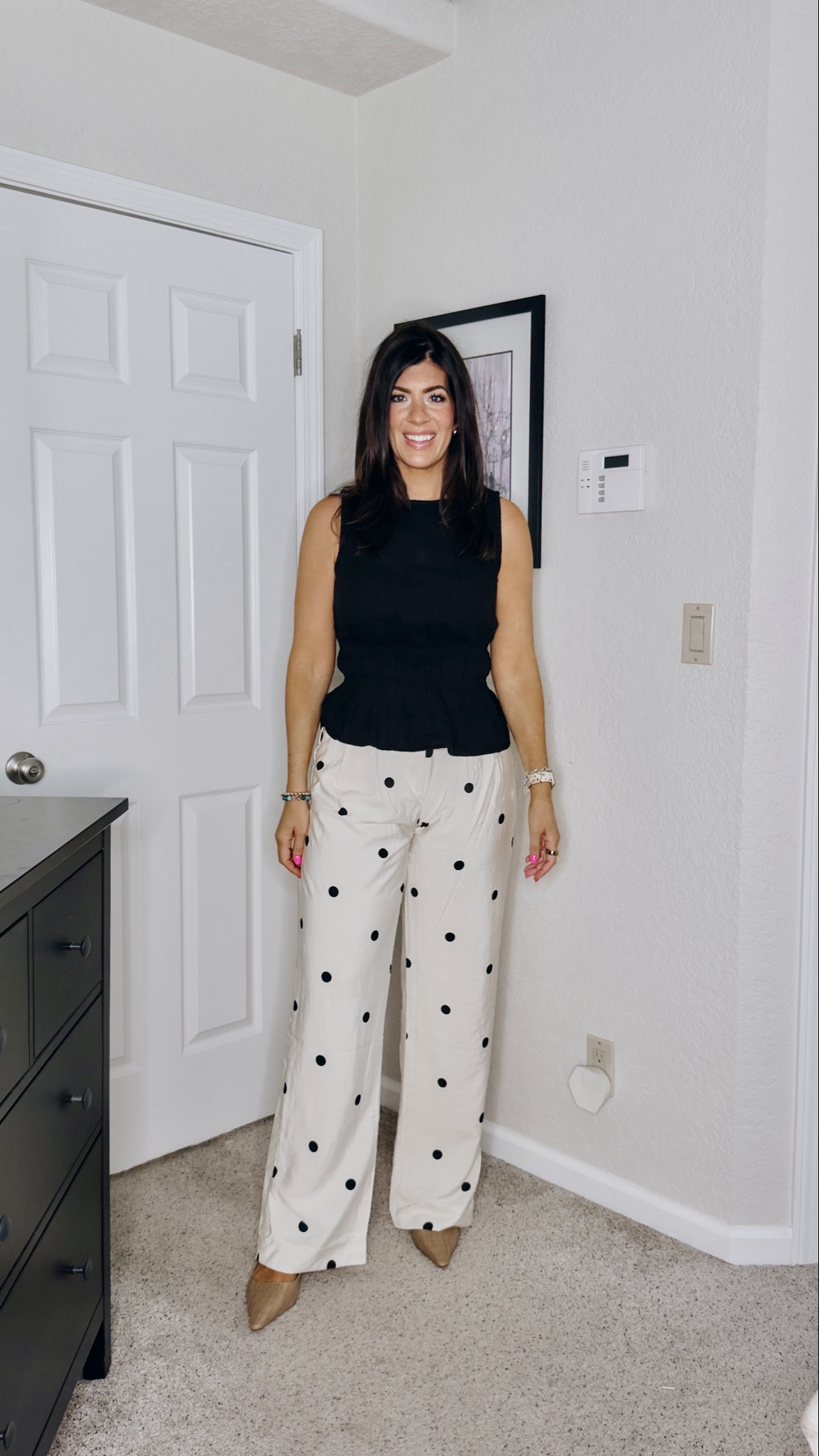In a medium peplum and 30 long curvy polka dot pant


#LTKWorkwear #LTKSaleAlert #LTKMidsize