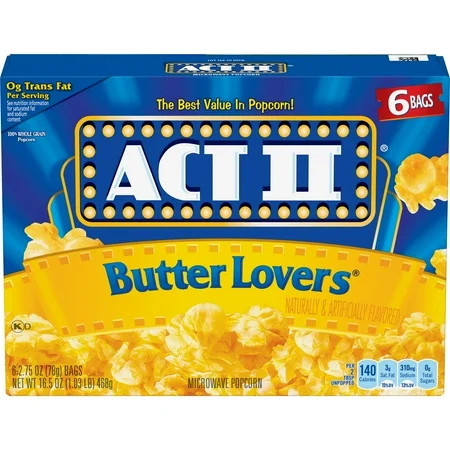 Act II Butter Lovers Microwave Popcorn 2.75 Oz 6 Ct | Walmart (US)