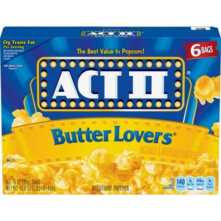 Act II Butter Lovers Microwave Popcorn 2.75 Oz 6 Ct | Walmart (US)