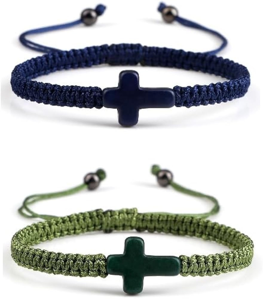 Adjustable Handmade Cross Braided Rope Bracelet for Christian Colorful Matching Couple Charm Jewe... | Amazon (US)