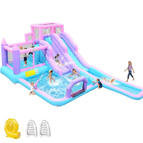 Anypool 8 in1 20Ftx12Ft Inflatable Water Slide with 17.9ft Long Slide Backyard Bounce House for Kids, Water Slides Park with 2 Inflatable Bodyboards for Ages 3-10, Includes 650W Blower | Amazon (US)