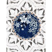 Blue Willow Art Hoop Embroidery. Beaded Floral Wall Hanging. Classic Delft Tapestry. Wedgewood Botan | Etsy (US)