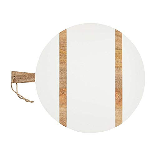 Mud Pie Large Round White/Natural Brown Wood Serving Paddle Board 25 1/5" x 20" | Amazon (US)