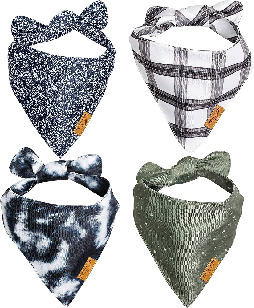 Remy+Roo Dog Bandanas - 4 Pack | Cameron Set | Premium Durable Fabric | Patented Shape | Adjustable Fit | Multiple Sizes Offered (Small) | Amazon (US)