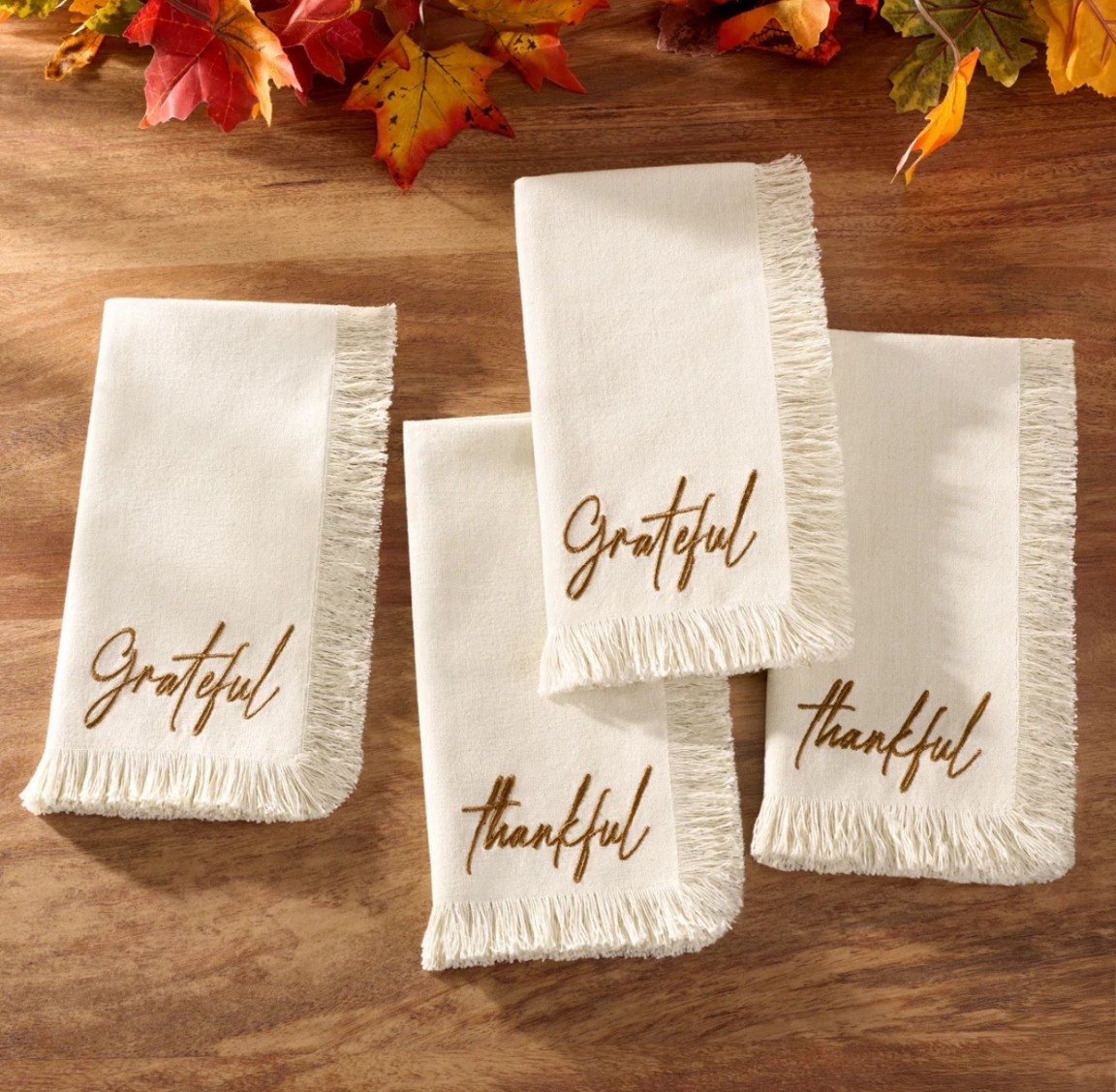 Tiny details, big vibes ✨ “Grateful” & “Thankful” napkins for festive entertaining.

#LTKHome #LTKSeasonal #LTKHoliday
