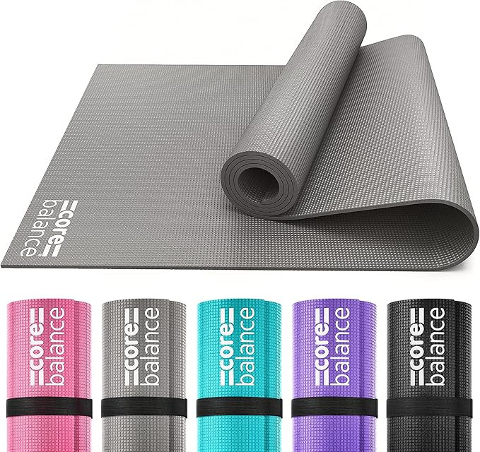 Core Balance Yoga Mat, Thick Foam 6mm, Non Slip, Exercise Fitness Gym, Compact Lightweight With C... | Amazon (UK)