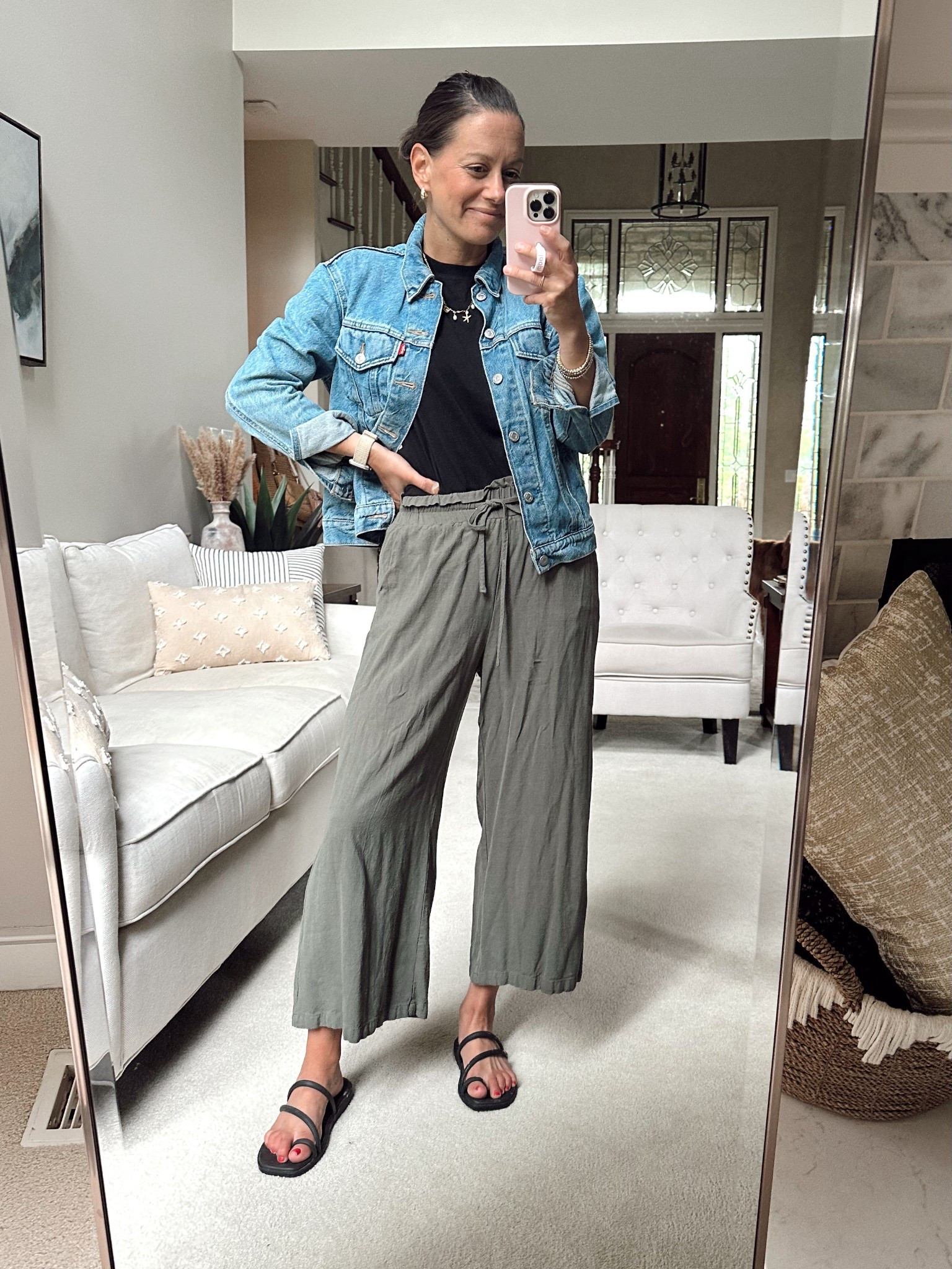 Casual summer outfit idea! Amazon linen pants run true to size, they are cropped and petite girl friendly. I’m wearing the small black tank is from Amazon and runs true to size, I am wearing the small. Jean jacket is from Amazon, I’m wearing the small.



#LTKOver40 #LTKFindsUnder50 #LTKPetite