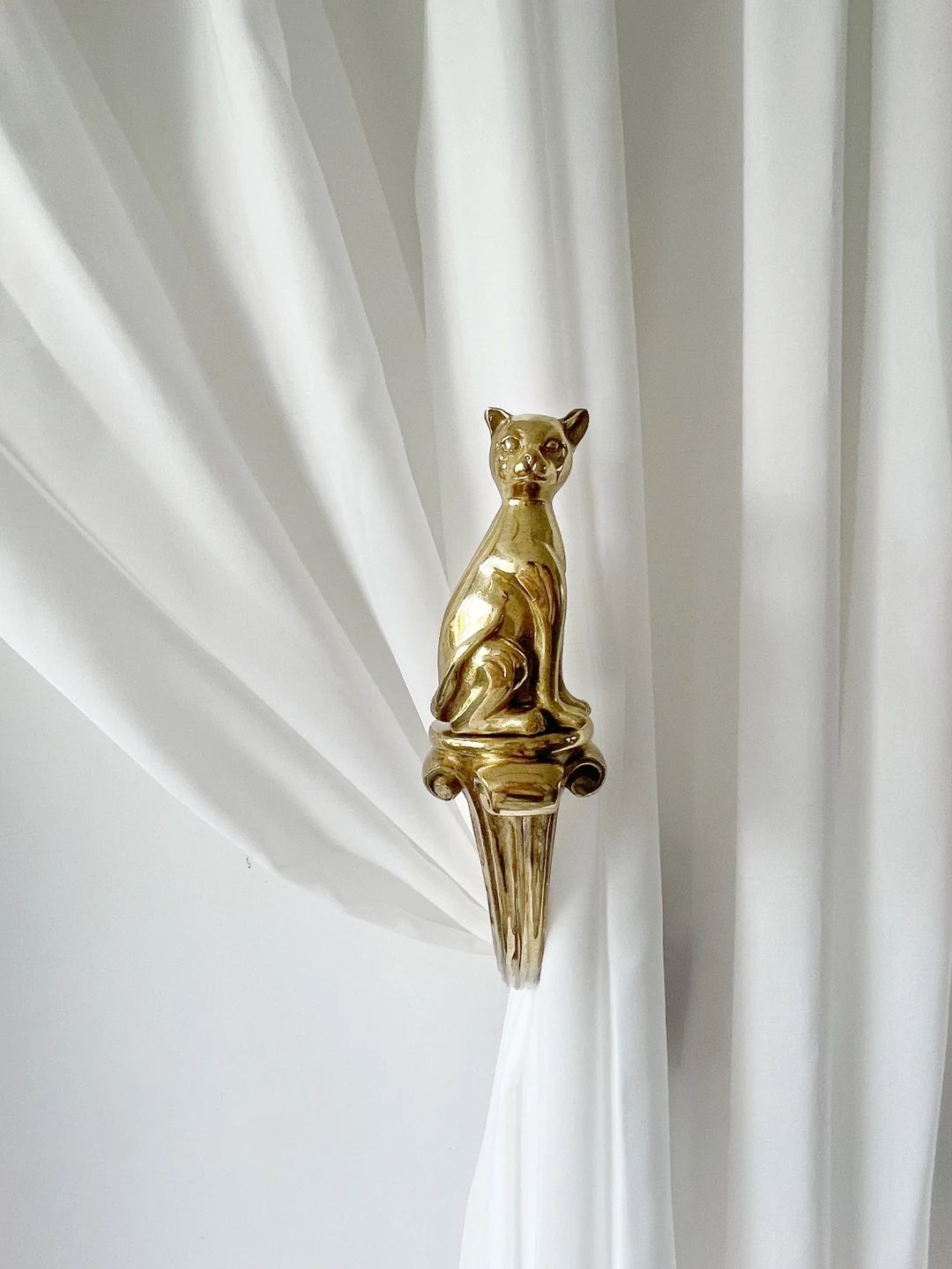 Brass Cat Curtain Ties, Curtain Hooks, Metal Hooks, Curtain Ties, Brass. - Etsy | Etsy (US)