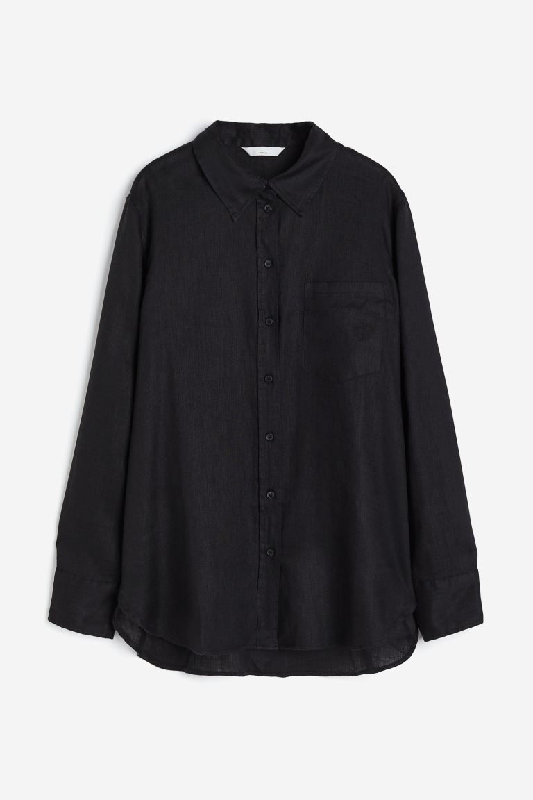 Linen Shirt - Black - Ladies | H&M US | H&M (US + CA)