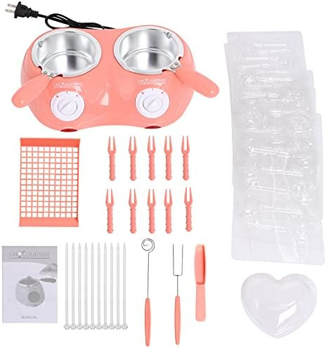 Chocolate Melting Pot Electric Fondue Melter Machine Set with Mold DIY Pink Stainless Steel Plastic  | Amazon (US)