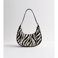 Black Faux Leather Zebra Print Small Shoulder Bag New Look | New Look (UK)
