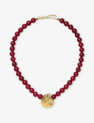 Spiral Gemstone 18ct Yellow Gold-Plated Brass and Crystal Quartz&nbsp; Beaded Pendant Necklace | Selfridges