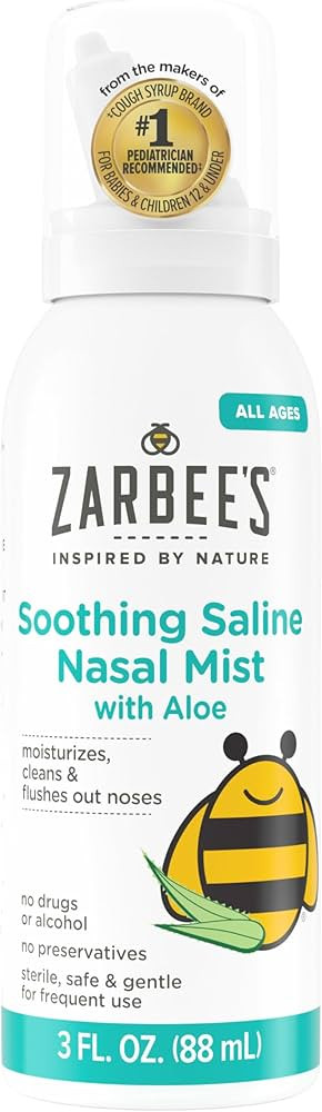 Zarbee’s Soothing Saline Nasal Mist with Aloe, Saline Spray for All Ages Works Quickly to Clear... | Amazon (US)