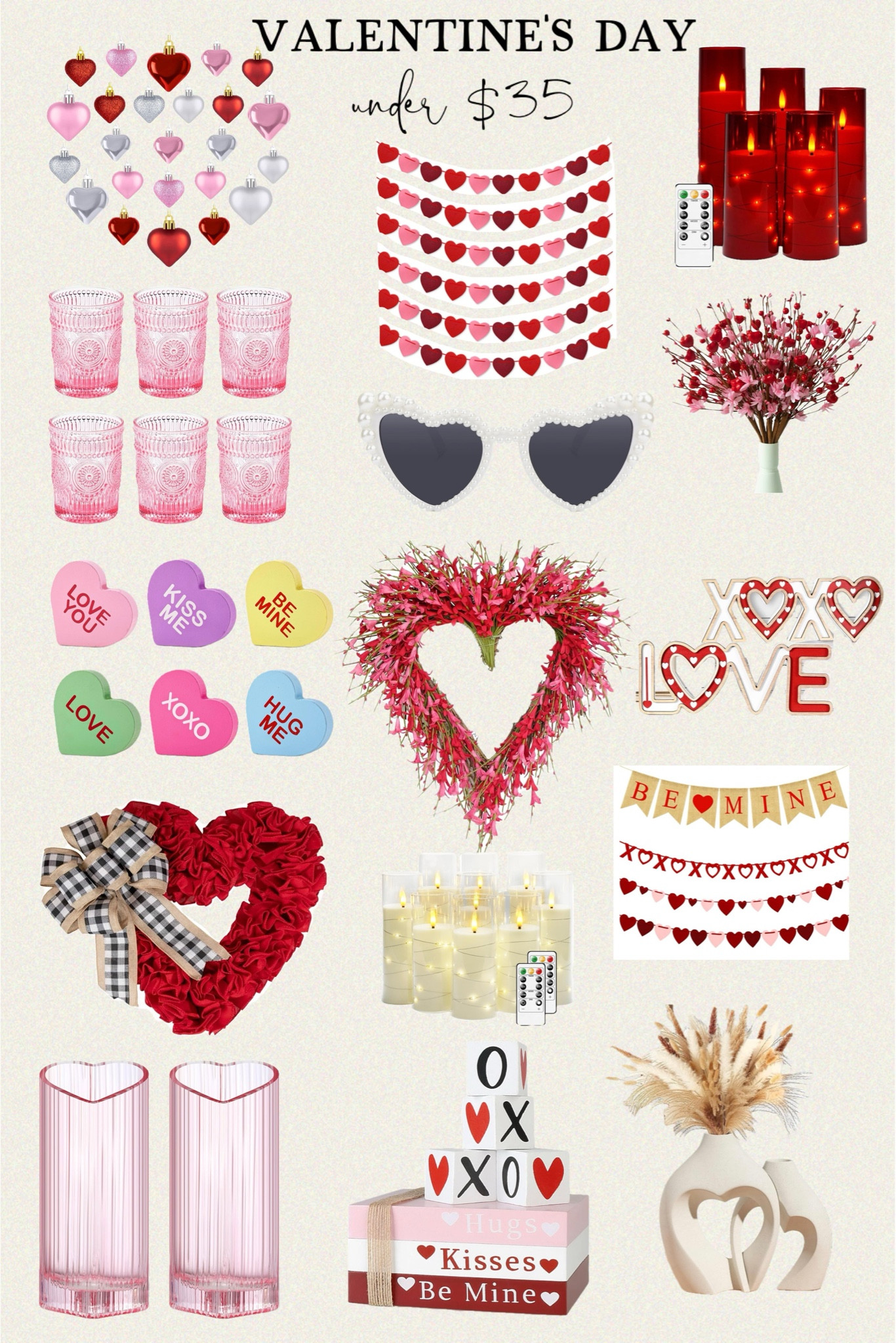 Valentine's Day Decor from Amazon under $35 

Flameless LED Candles with Timer 5 Pc Flickering Flameless Candles | 24pcs Valentines Day Heart Ornaments, Classic Red Pink Silver Heart Shaped | Heart Shaped Wreath for Outdoor Valentine's Day Wreath | 2PCS Wooden LOVE and XOXO Tabletop | 6 Pack Romantic Water Glasses


#LTKSeasonal #LTKHome #LTKFindsUnder50