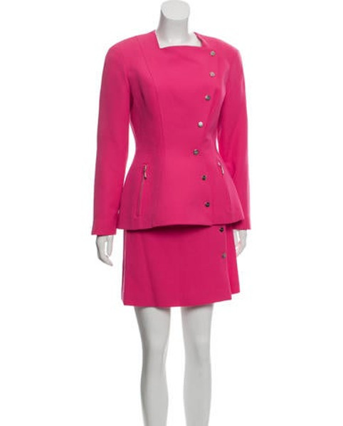 Mugler Vintage Wool Skirt Suit Pink | The RealReal