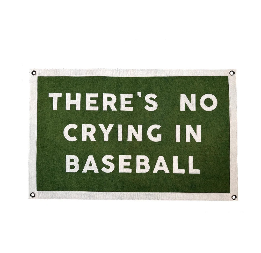 Stitched Wool Felt Banner / Theres No Crying in Baseball - Etsy | Etsy (US)