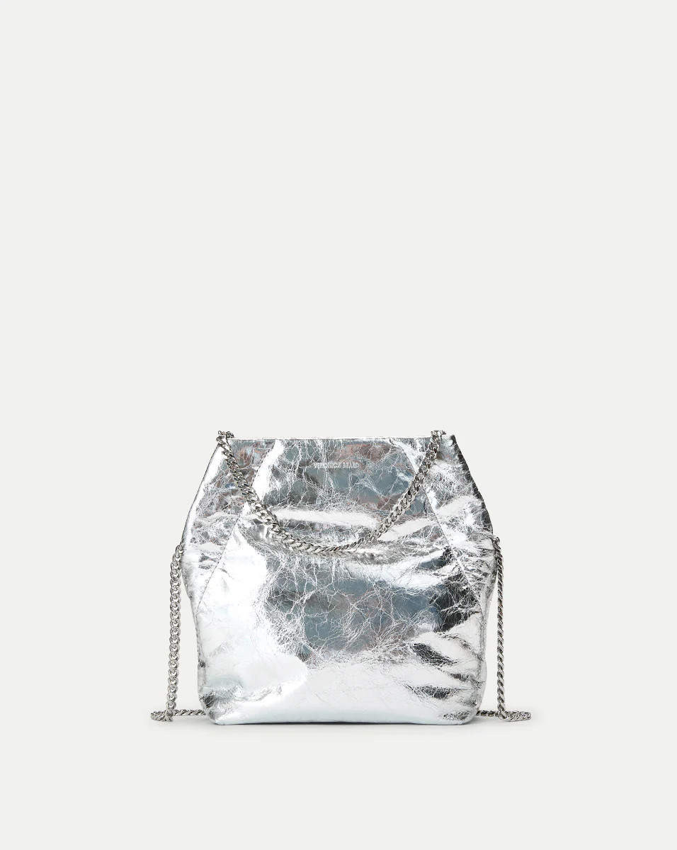 Small Veronica Beard Metallic Slouch Bag Silver | Veronica Beard