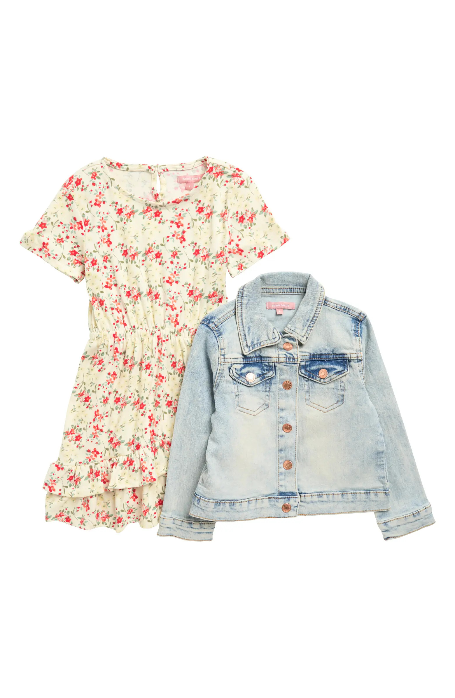 BCBG Kids' Ruffle Dress & Denim Jacket Set | Nordstromrack | Nordstrom Rack