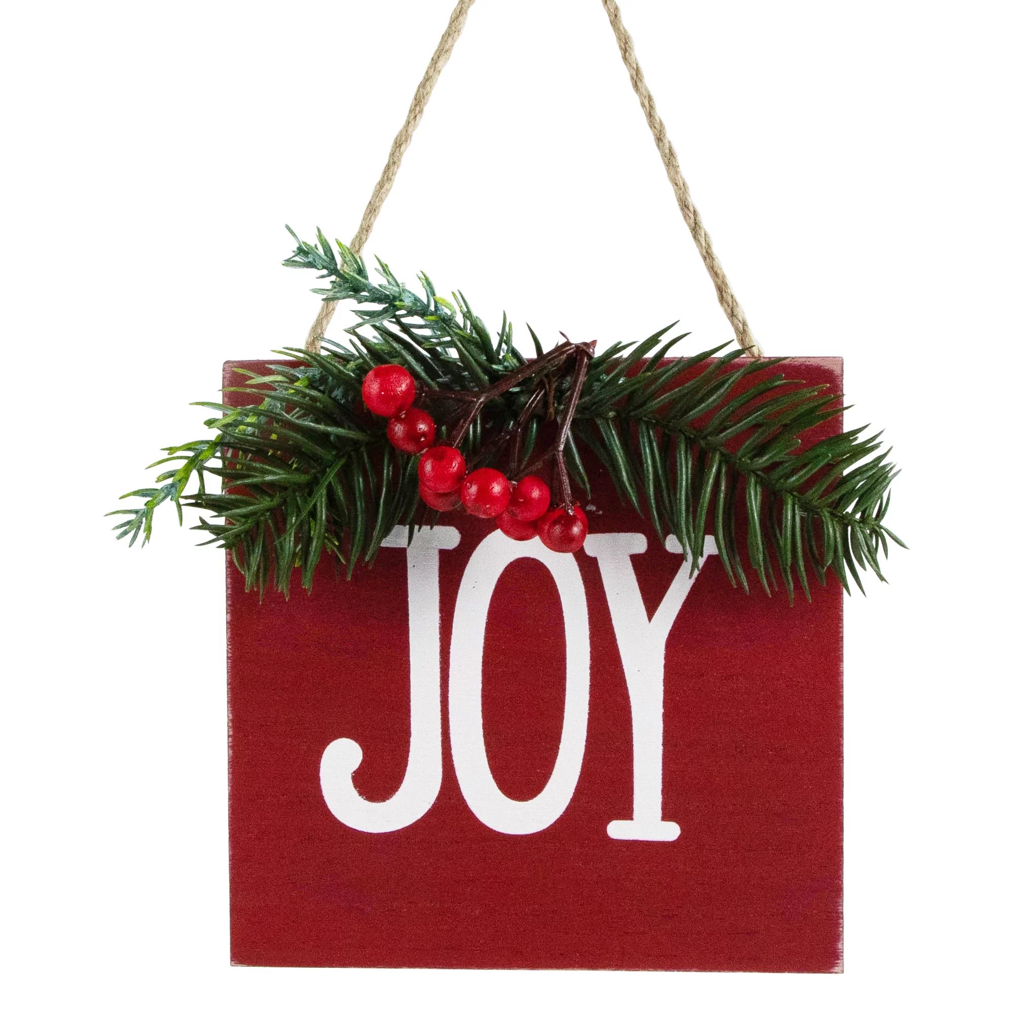 Northlight 7" Hanging "JOY" Christmas Wall Decor with Pine and Berries | Walmart (US)